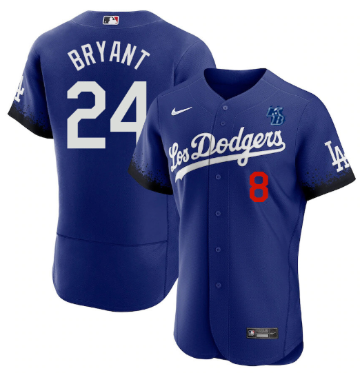 Men's Los Angeles Dodgers Front #8 Back #24 Kobe Bryant 2021 Royal City Connect Flex Base Stitched Baseball Jersey